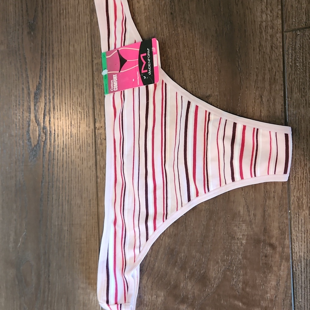 New Maidenform Striped Panty Thong Size Large